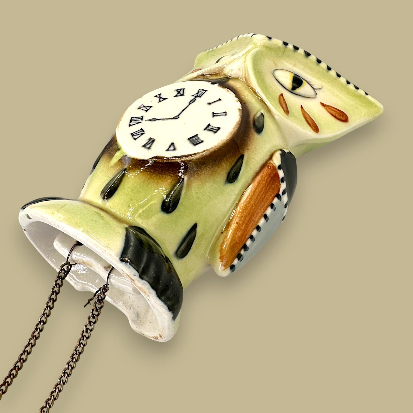 Owl Cuckoo Clock Pottery Wall Pocket – Mid-Century Modern Kitsch