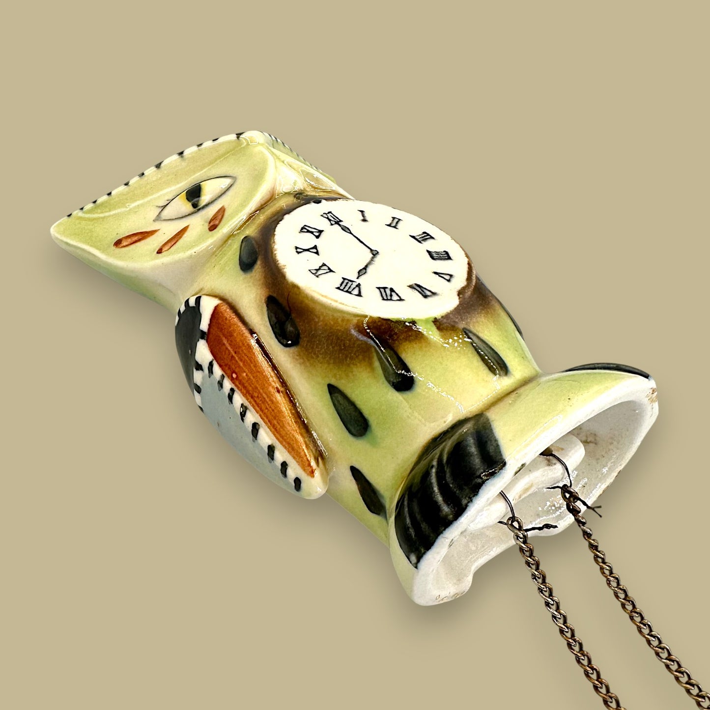Owl Cuckoo Clock Pottery Wall Pocket – Mid-Century Modern Kitsch