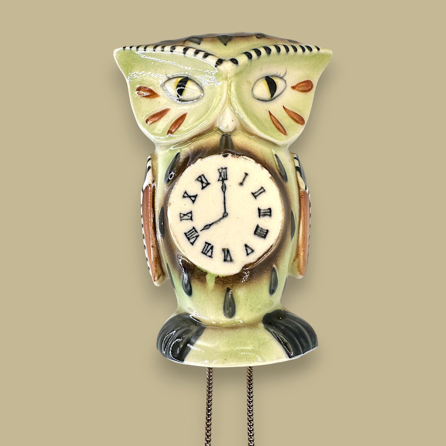 Owl Cuckoo Clock Pottery Wall Pocket – Mid-Century Modern Kitsch