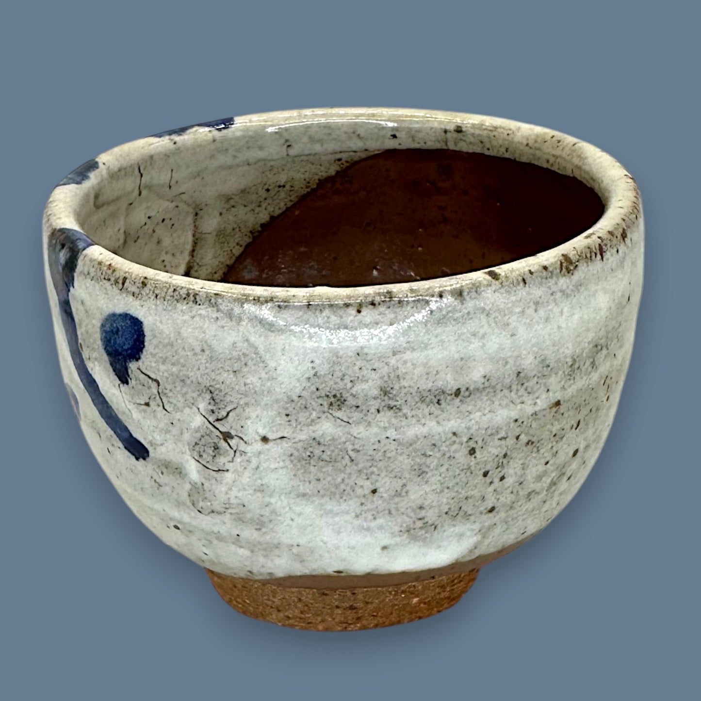 Blue Dot Ceramic Grey Bowl – Handcrafted Studio Pottery