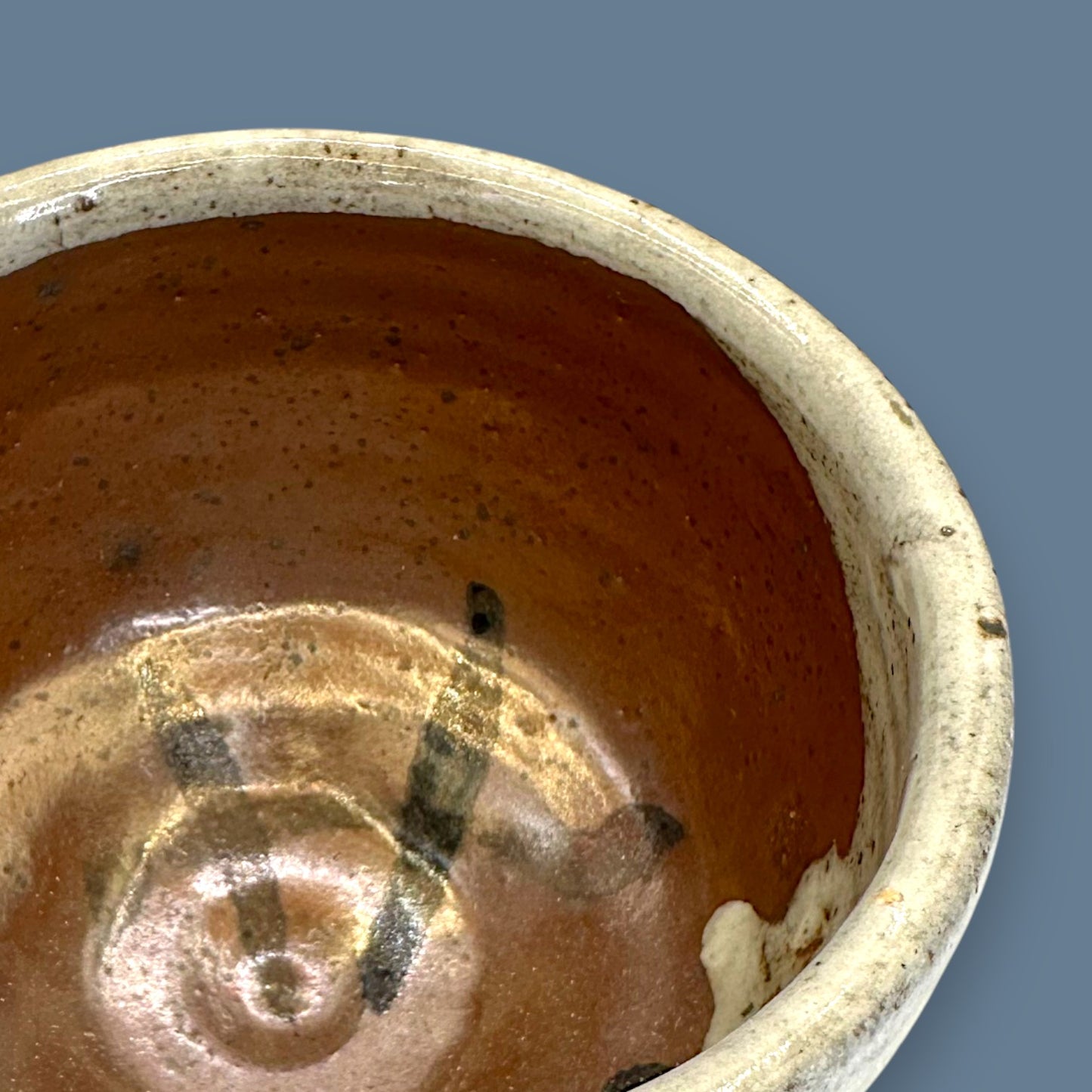 Blue Dot Ceramic Grey Bowl – Handcrafted Studio Pottery