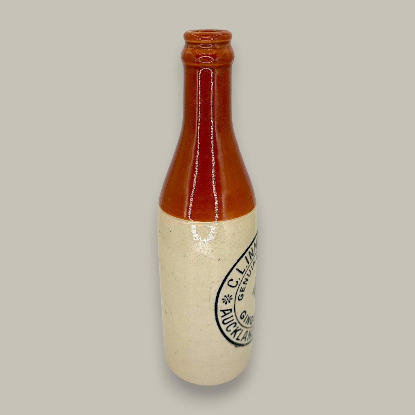 Antique Stoneware Ginger Beer Bottle – C.L. Linnes Co. Auckland & Hamilton