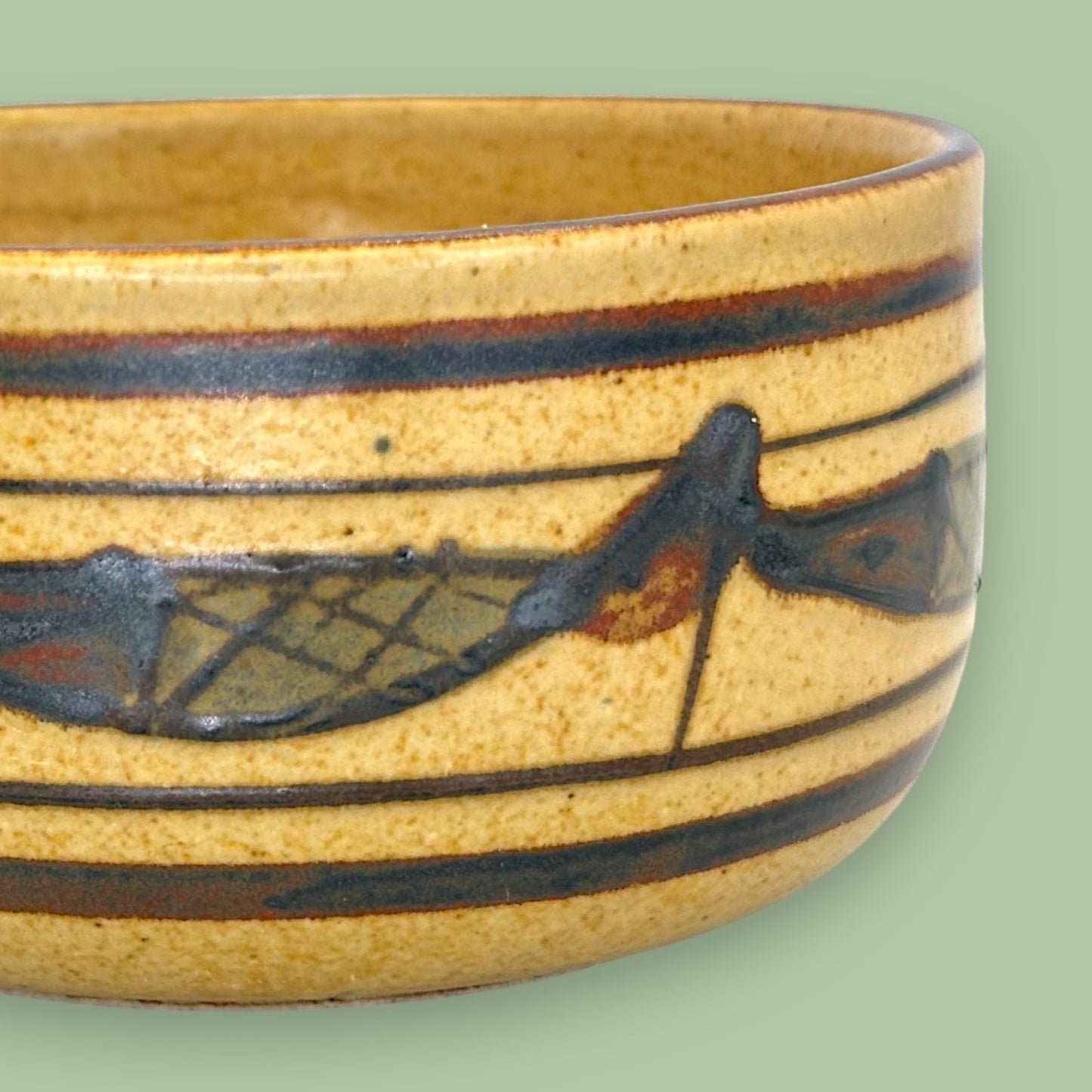 Vintage Otagiri Sardine Fish Bowl – MCM Speckled Stoneware Serving Dish