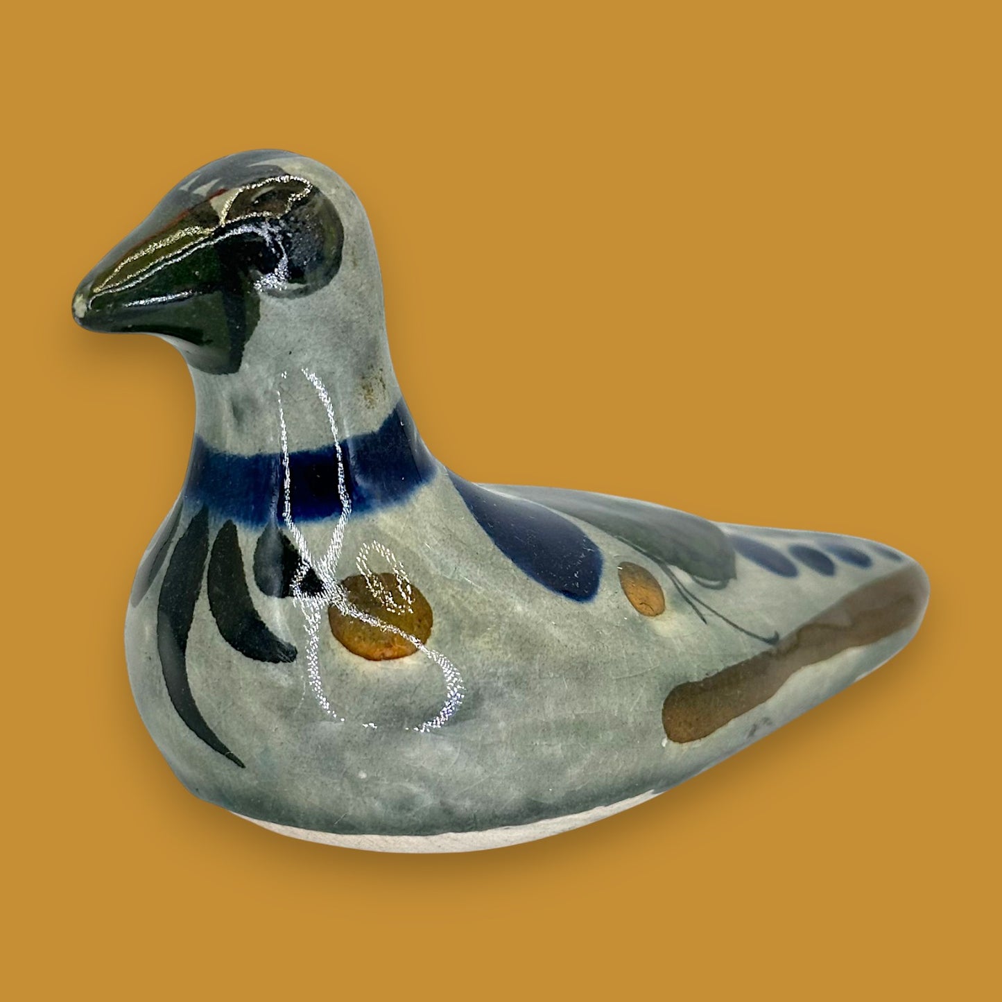 Vintage Hand-Painted Tonala Bird Figurine – Mexican Folk Art Dove