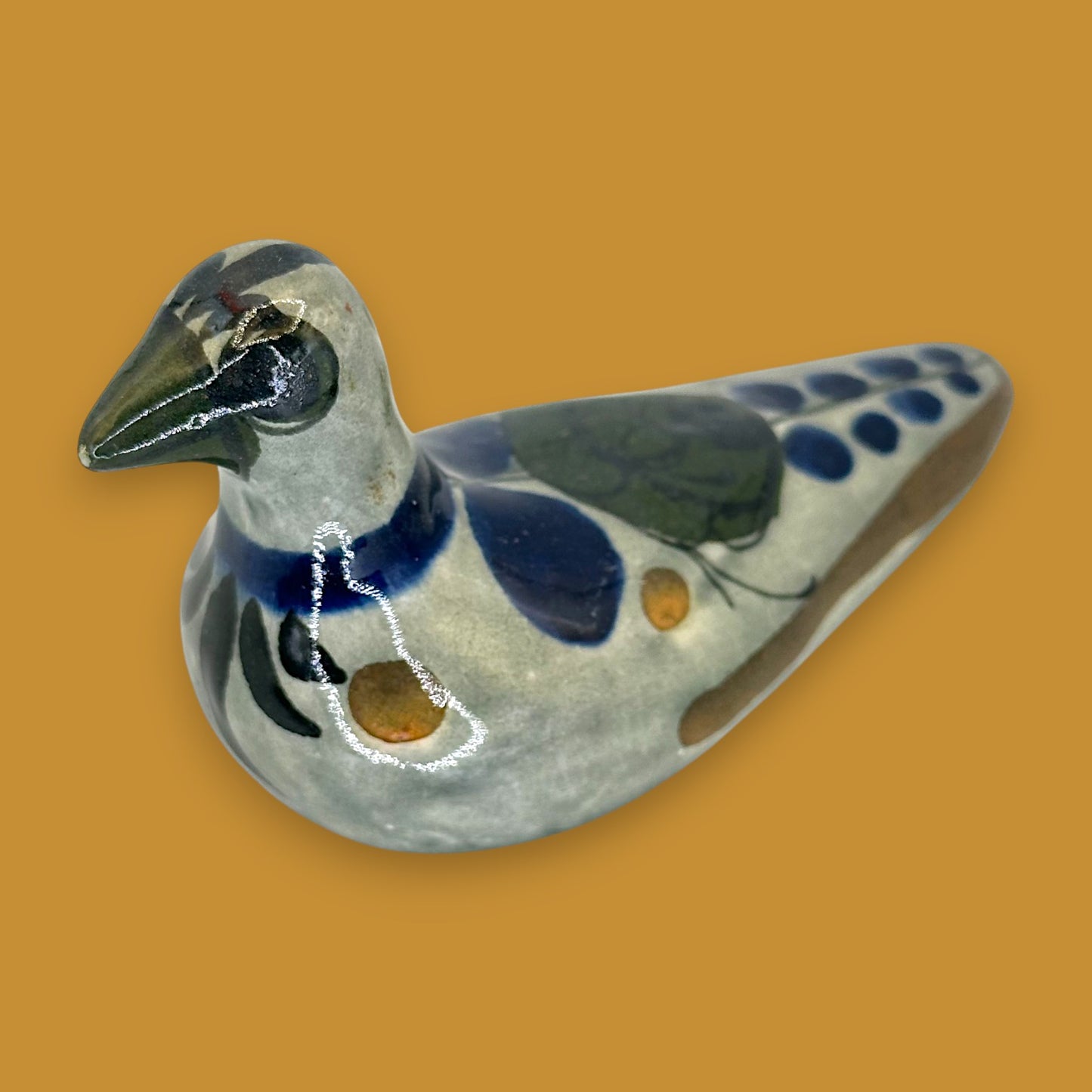 Vintage Hand-Painted Tonala Bird Figurine – Mexican Folk Art Dove