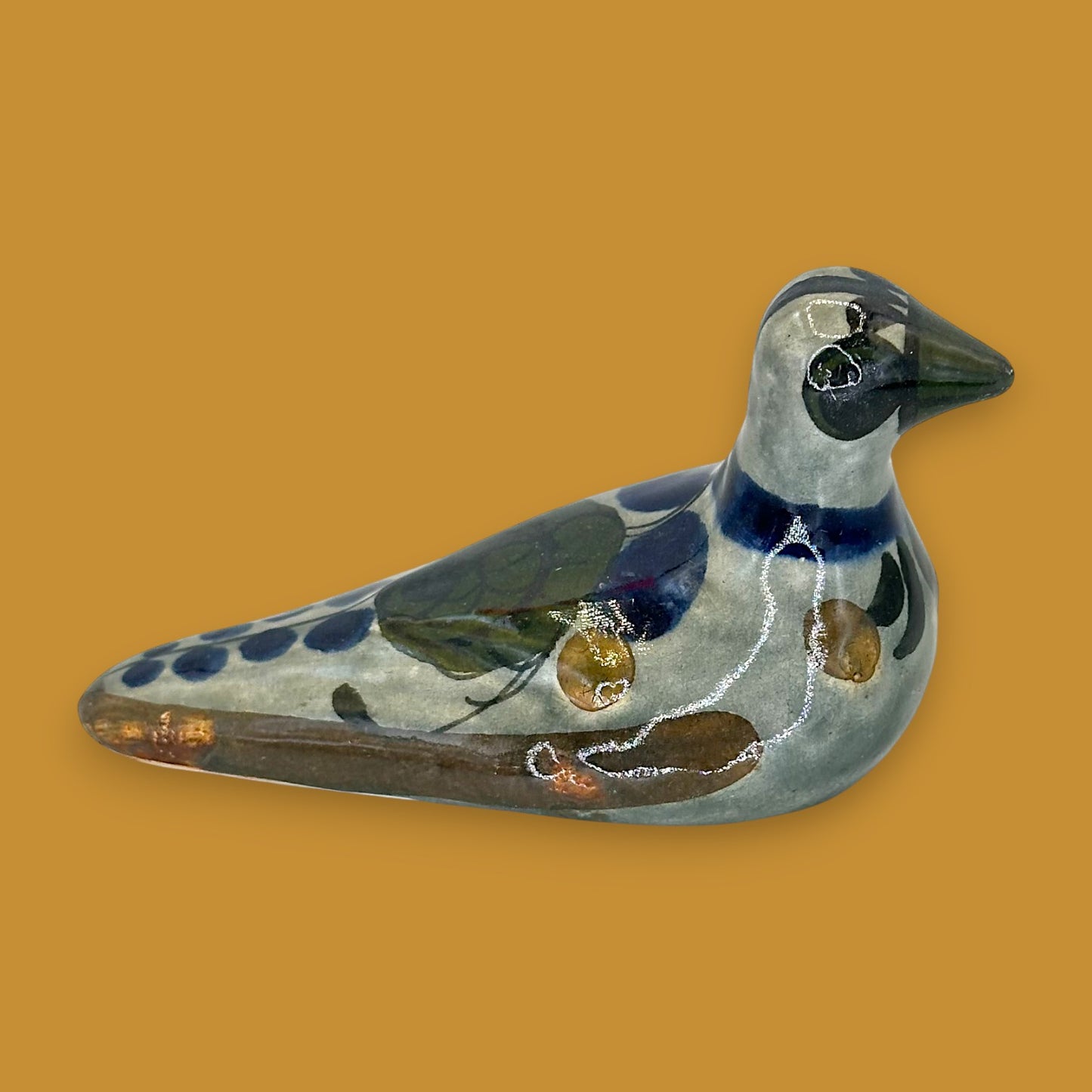 Vintage Hand-Painted Tonala Bird Figurine – Mexican Folk Art Dove