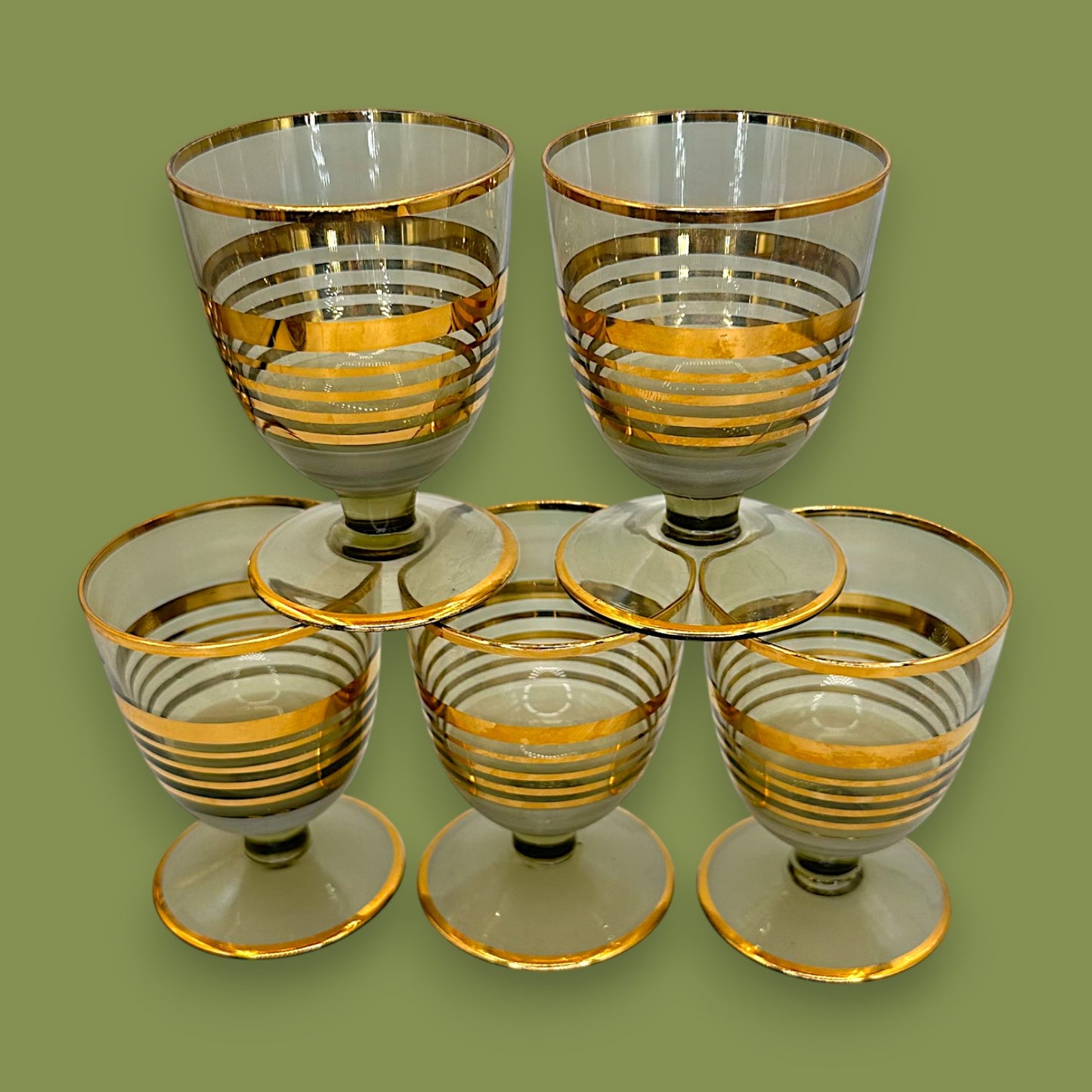 Vintage Bohemian Crystal Decanter & Glass Set – Gold Filigree Elegance