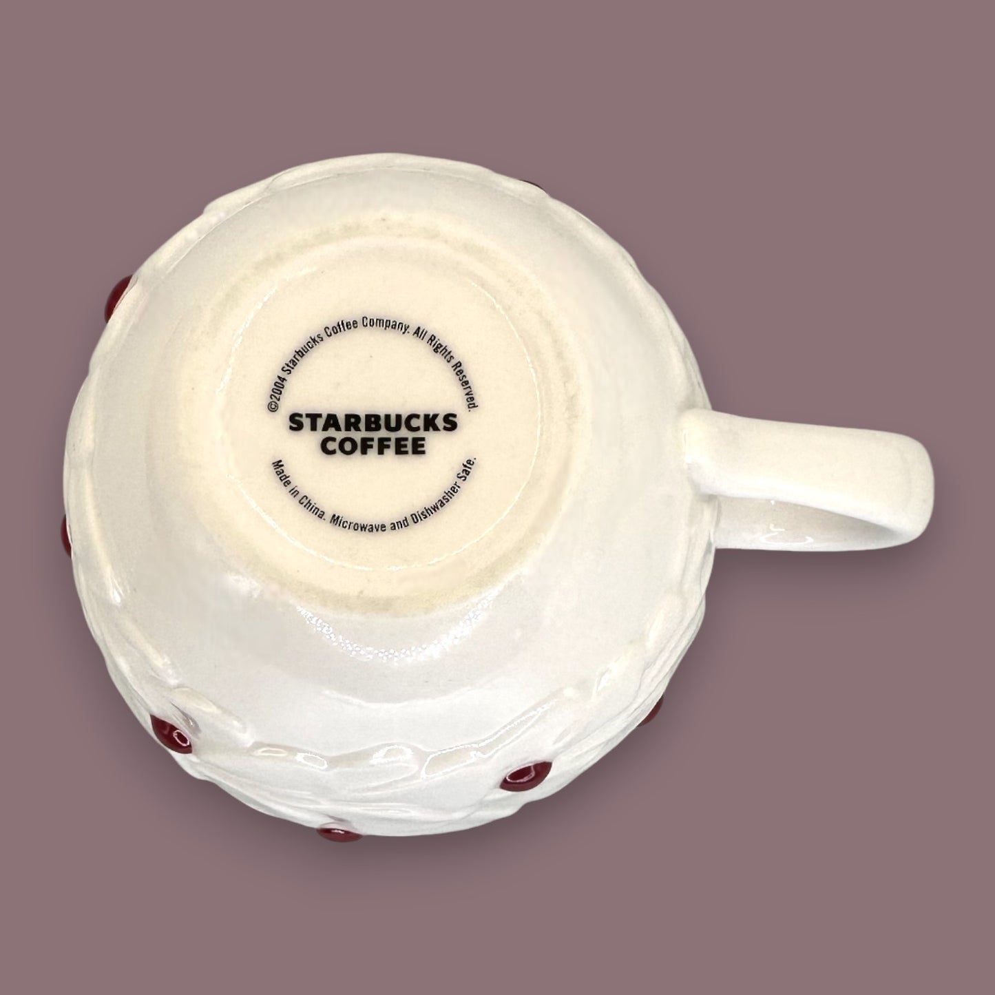 Starbucks Holly Berries Ceramic Mug 2004 – Embossed Floral Seasonal Replacement Mug