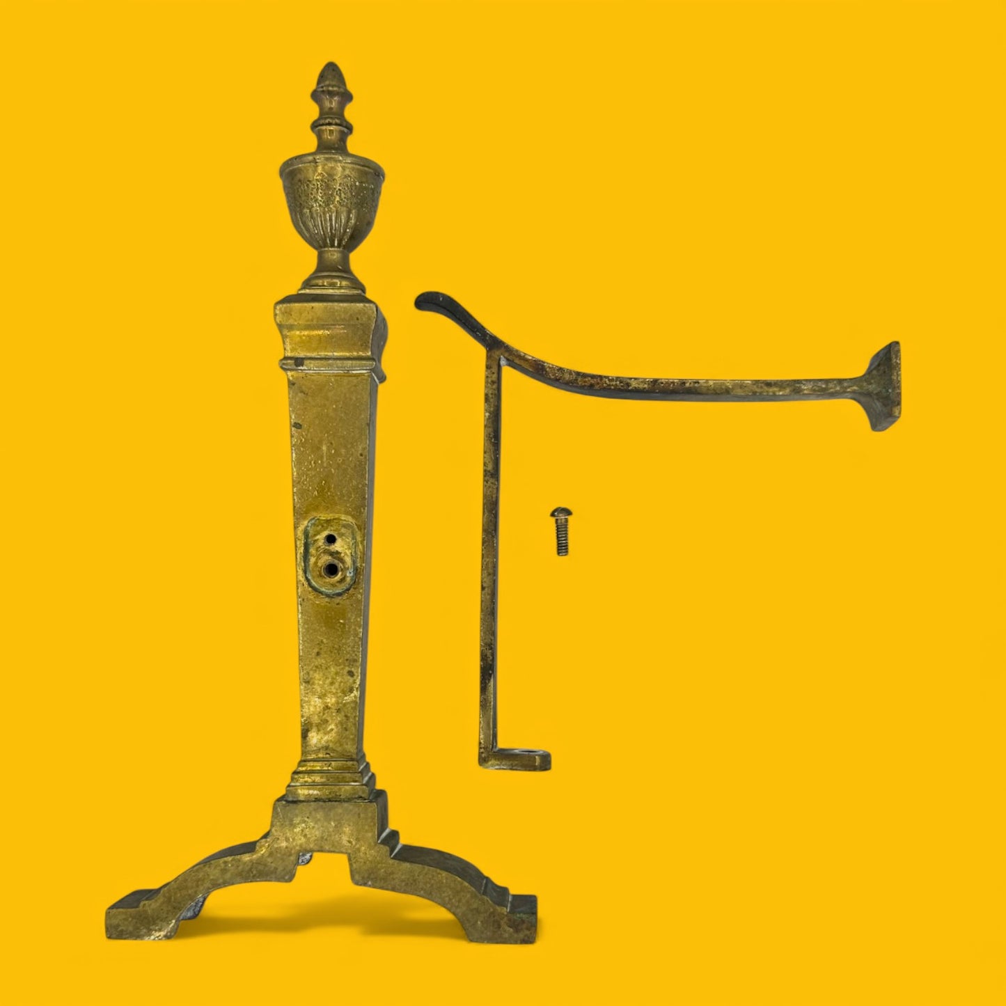 English Brass Fireplace Andirons Pair - Victorian Glamour