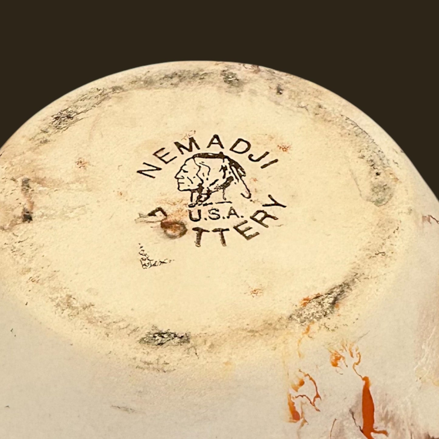 Vintage Nemadji Swirl Pottery Vase Handmade USA Bisque Clay Art