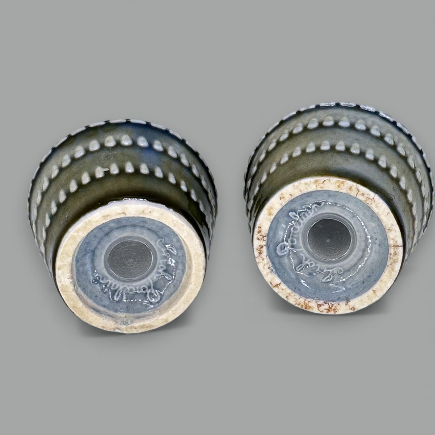 Vintage Wade Irish Porcelain Salt and Pepper Shakers, Blue/Green Glaze