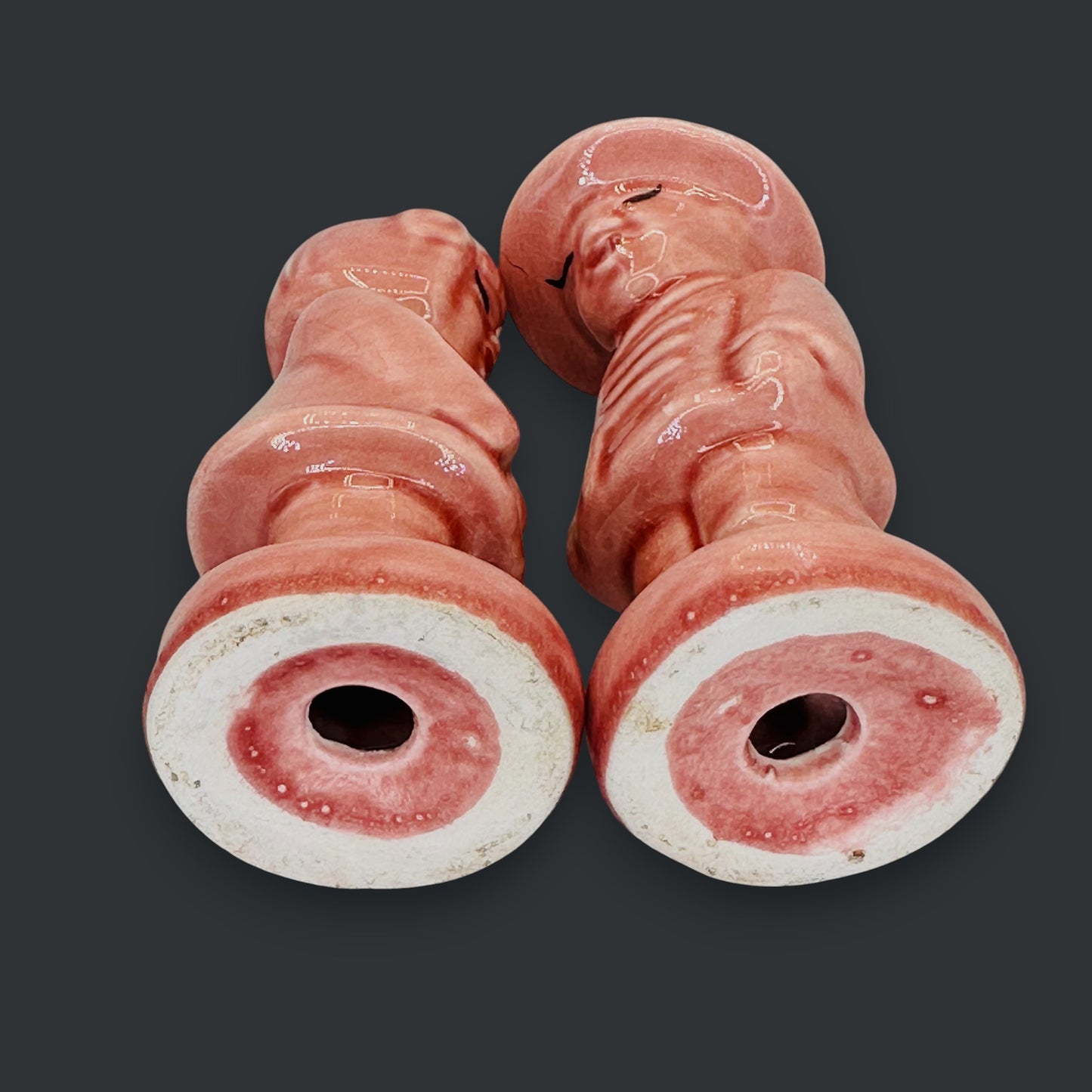 Vintage Mid-Century Asian Couple Salt & Pepper Shakers - Chinoiserie Pink Figural