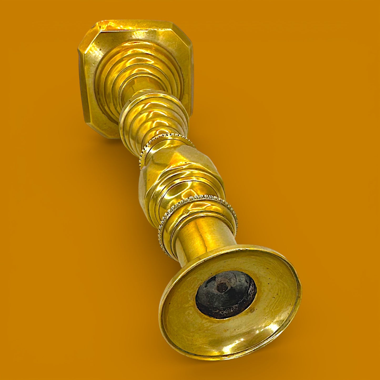 Antique Brass Candlesticks Pair Victorian 1893 Diamond Prince 12" England Rd 223580