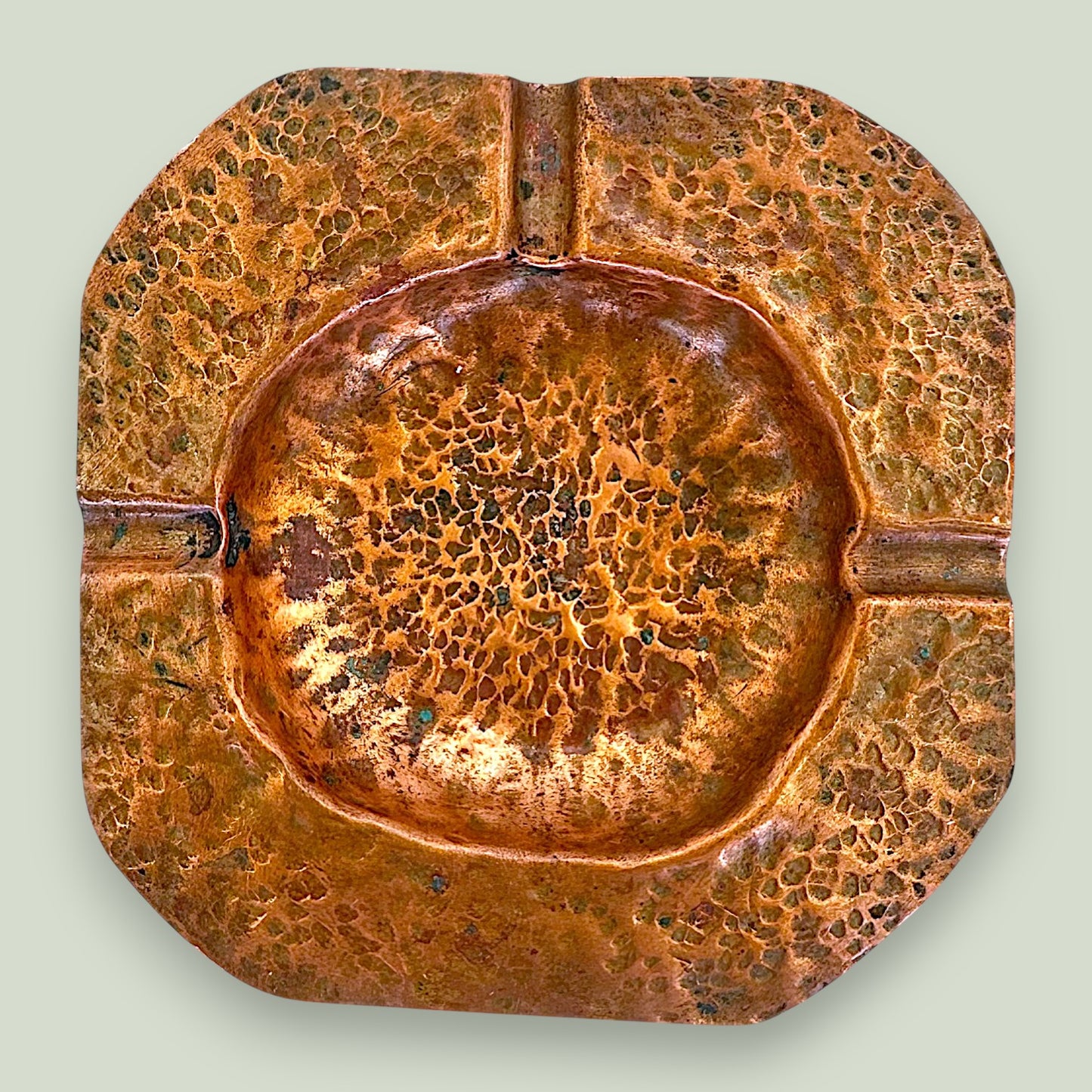 Hammered Copper Ashtray - Vintage Mid-Century Brutalist Tobacciana