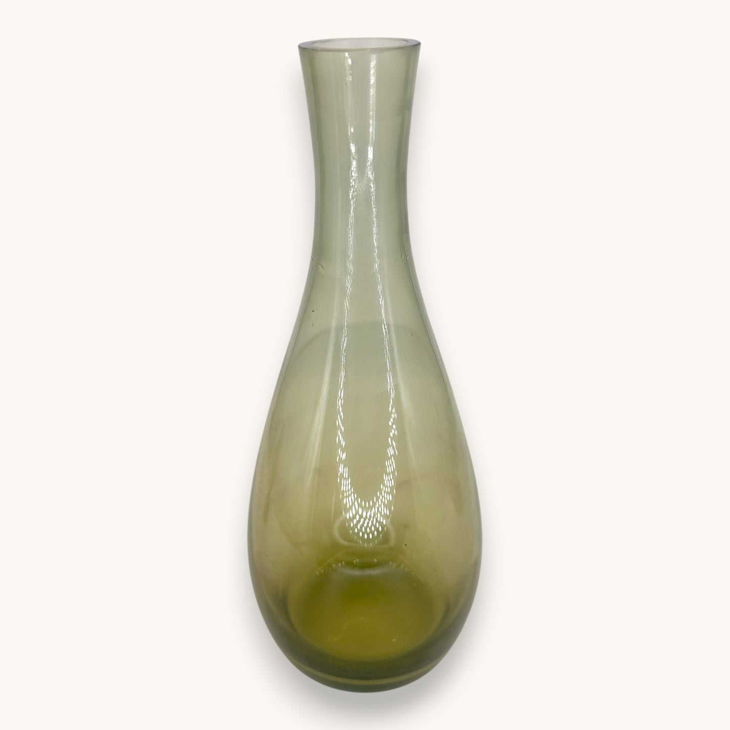 Mid-Century Olive Green Blown Glass Decanter Set - 3 Pieces
