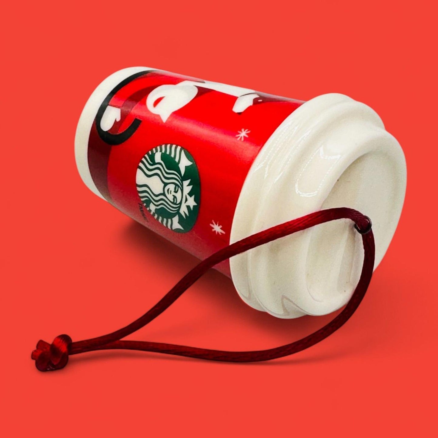 Starbucks 2011 Christmas Tree Ornament – Red Travel Cup with Dog – Seasonal