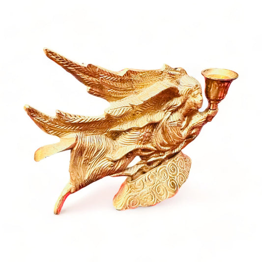 Brass Winged Angel Candle Holder with Vintage Charm
