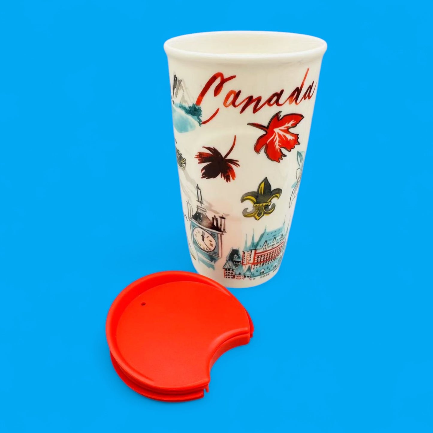 Starbucks Canada Ceramic Travel Mug with Red Lid Replacement Mug