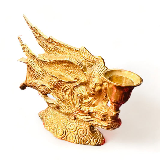 Brass Winged Angel Candle Holder with Vintage Charm