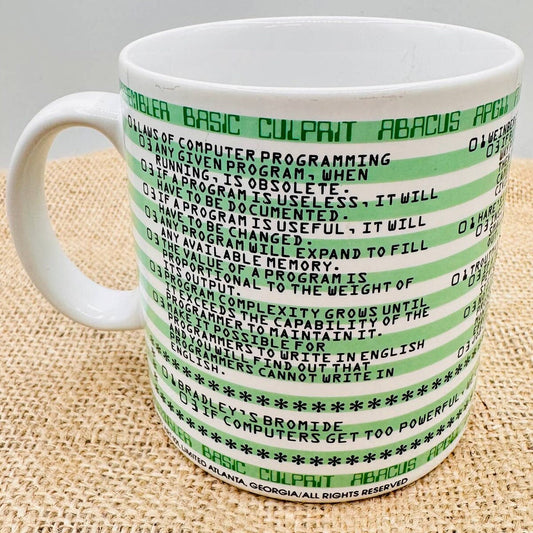 Vintage 1982 Abacus Computer Programing Language Mug