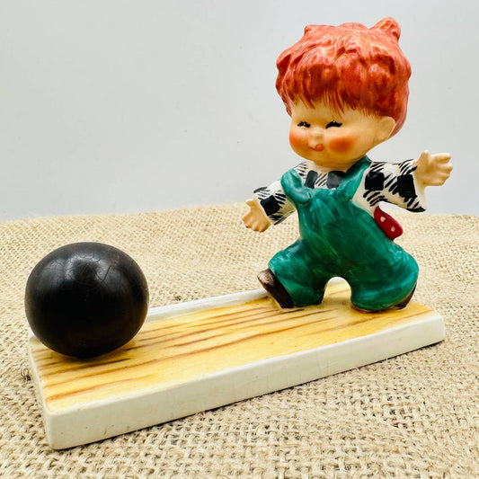 W. Goebel Redhead Boy Bowling Figurine Signed