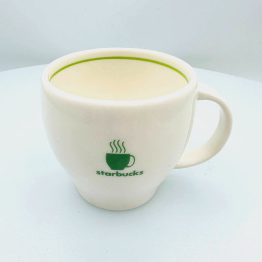 Starbucks Abbey Coffee Espresso Cup/White Mug with Green Pinstripe - Super Rare 2003