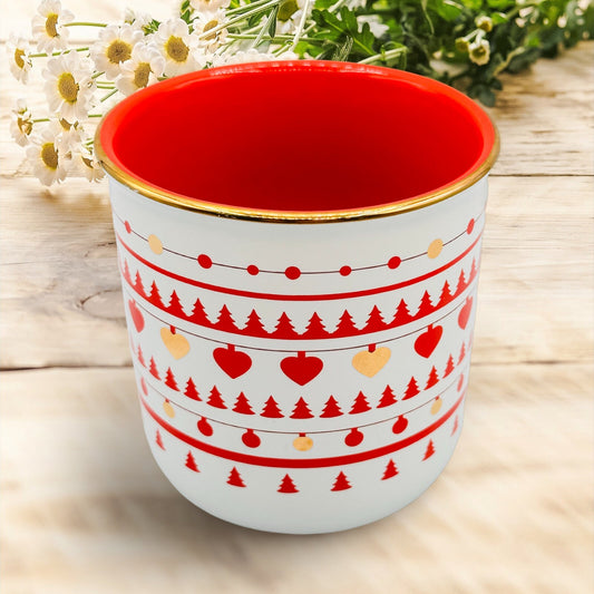 Davids Tea Holiday Christmas Mug - Red and White Motif