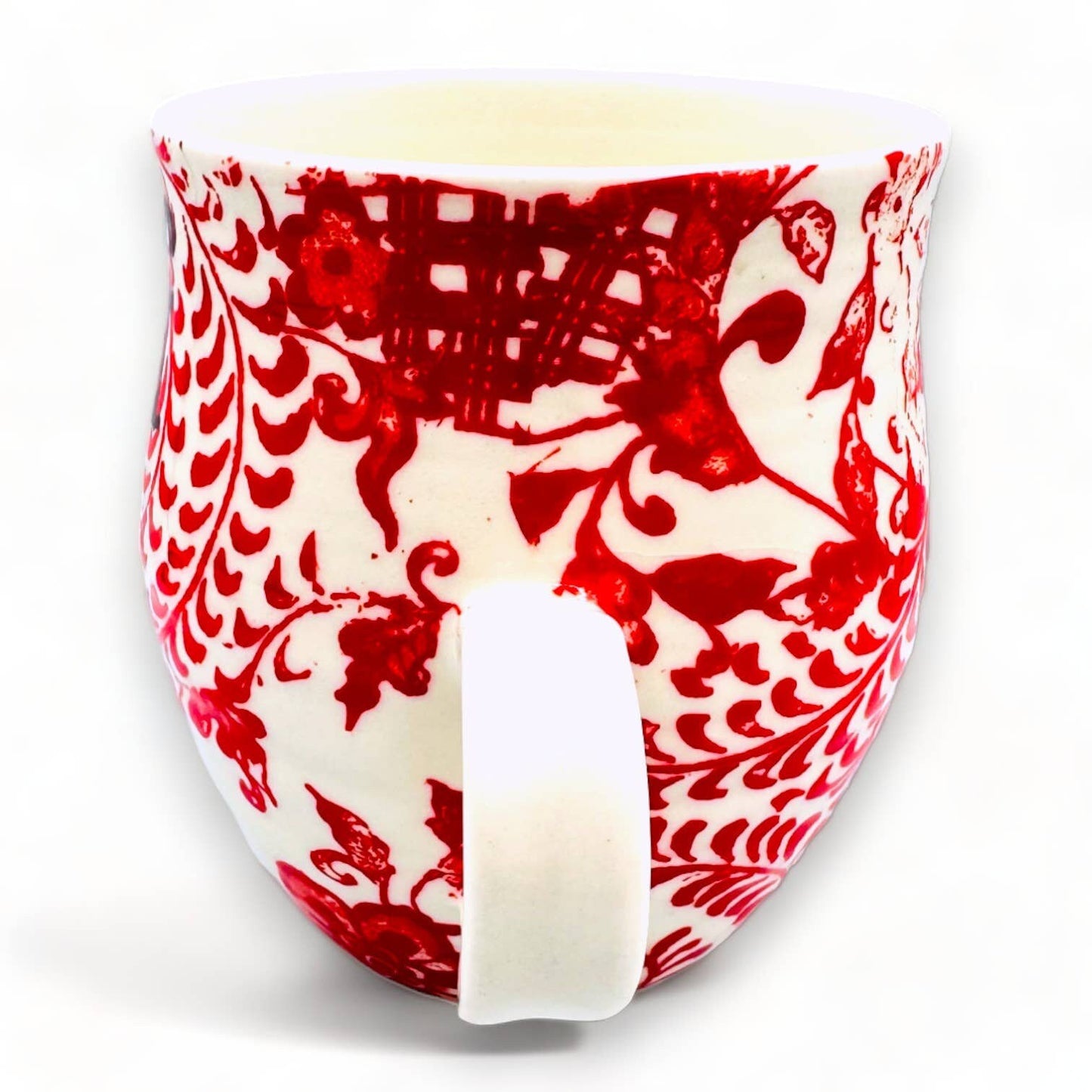 Anthropologie Initial / Letter "F" Coffee Mug - Red Fleur  Chinoiserie