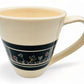 Beige Mug with Black Inverted Flower Design - Handmade Pottery Mug