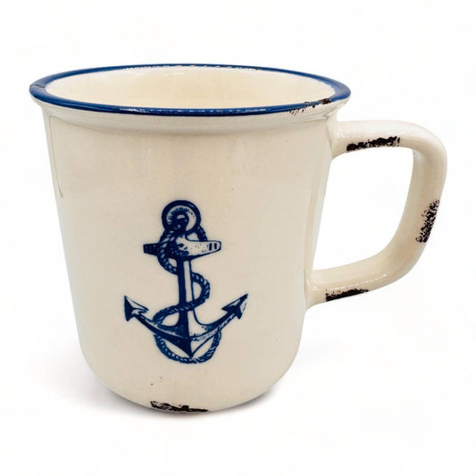 Nautical Anchor Mug - Vintage Styled - Distressed Look