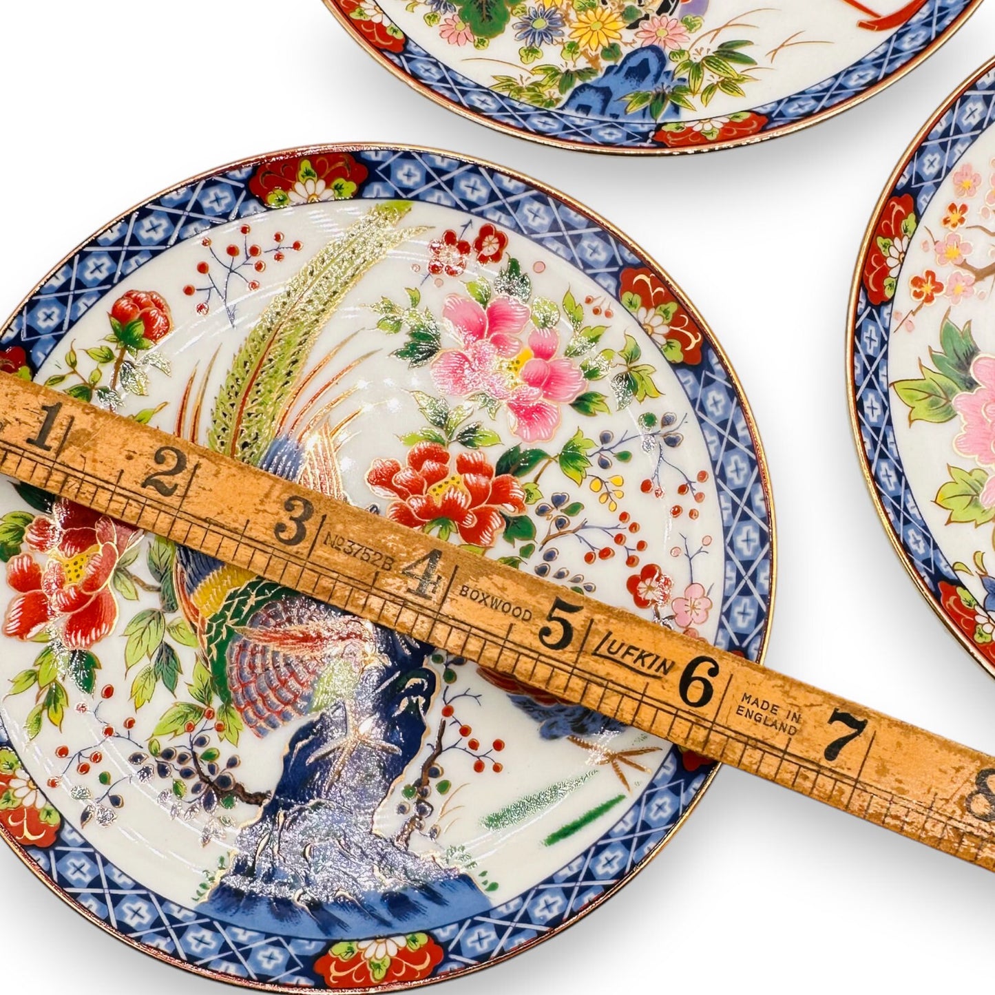Vintage Japanese Tao Mei Imari Style Porcelain Gilt Plates - Japan