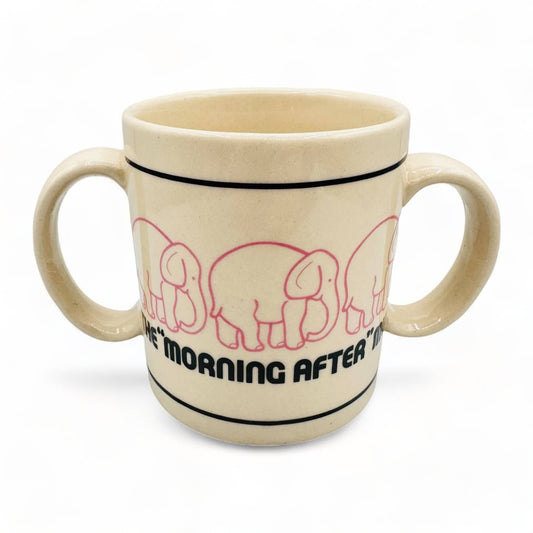 Morning After Mug, Double Handled Mug, Hangover Mug, Coffee Tea 1980's