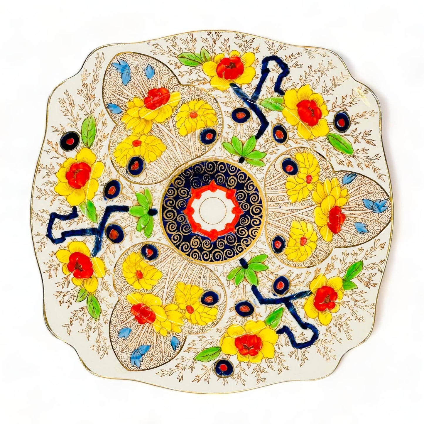 Exquisite Cairo Royal Staffordshire Imari-Style Square Luncheon Plate