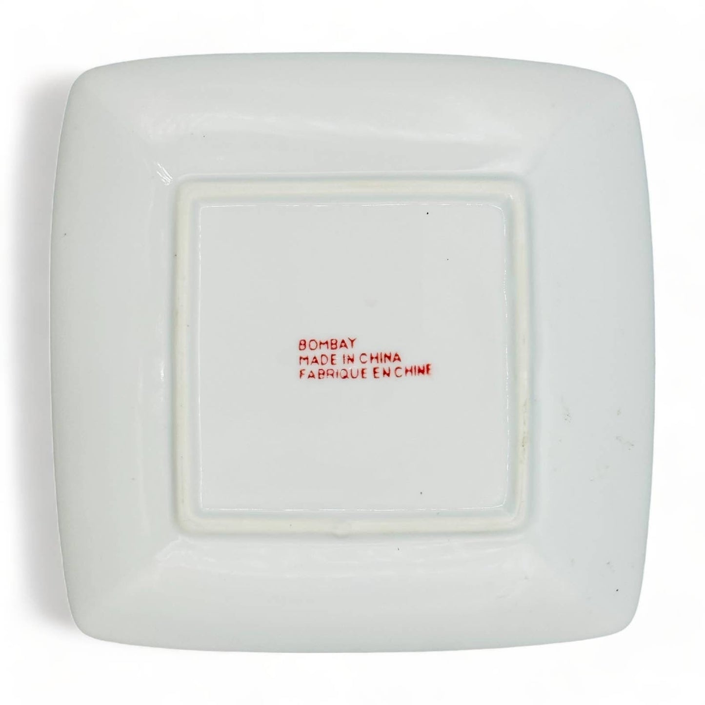Blue Chinoiserie with Red Accent Gold Rimmed Plate - 7.25" Square