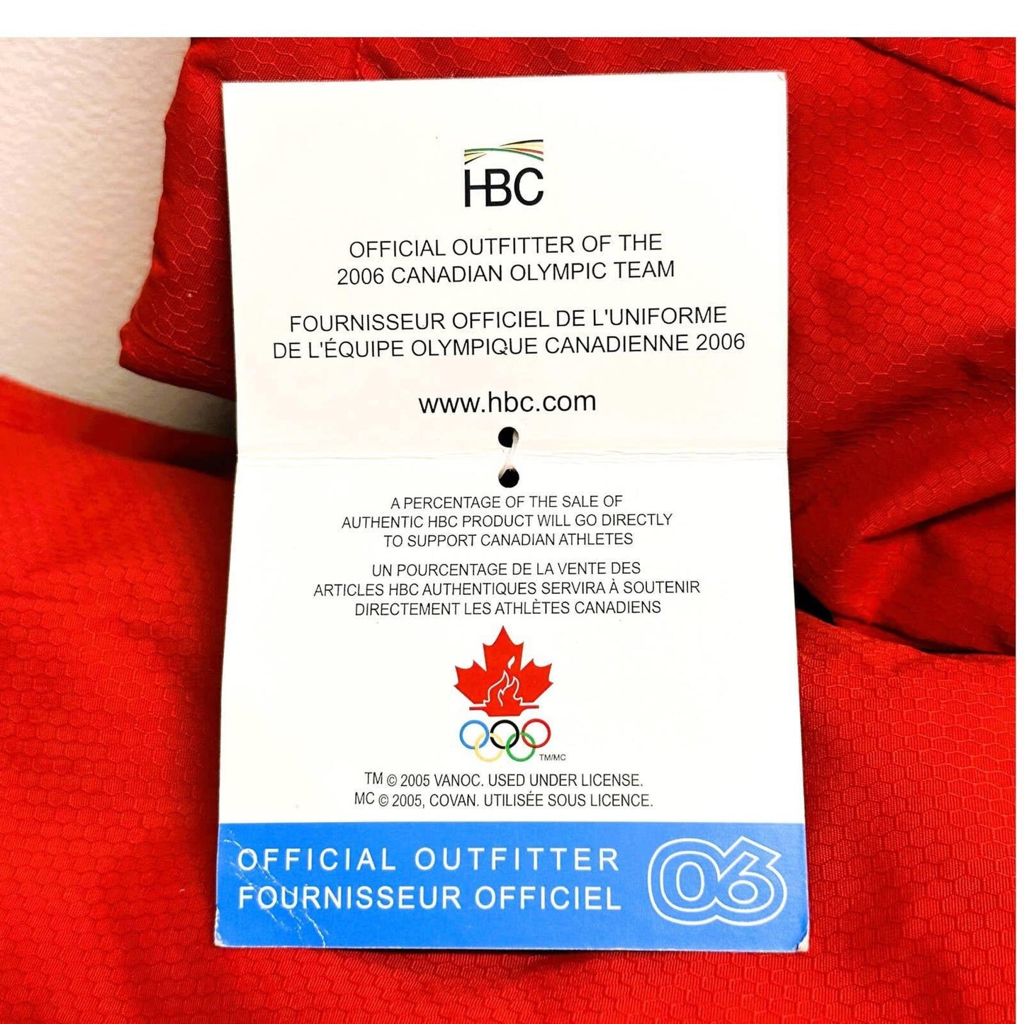 2006 Torino Olympics British Columbia Canada Place Jacket HBC LARGE NEW