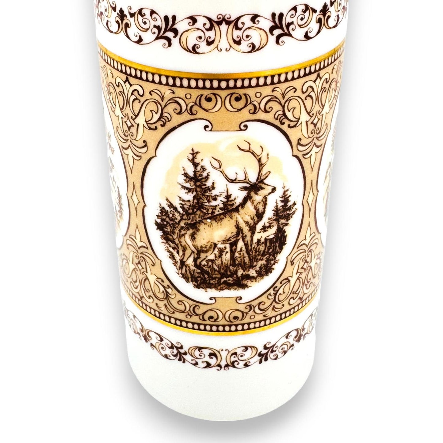 Vintage Wallendorf Porcelain Vase with Stage, Deer, Duck and Pheasant - Cabin Chic