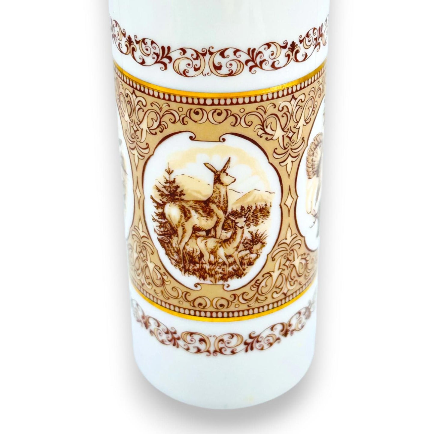 Vintage Wallendorf Porcelain Vase with Stage, Deer, Duck and Pheasant - Cabin Chic