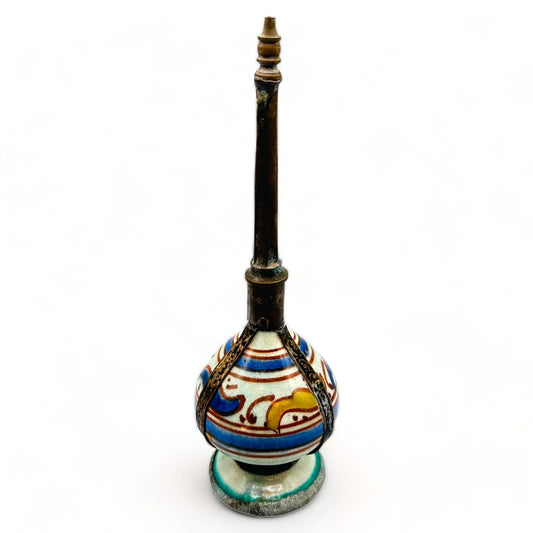 Exquisite Moroccan Alpaca-Embellished Perfume Bottle - 9.25" Tall