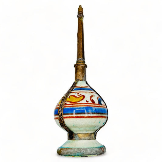Exquisite Moroccan Alpaca-Embellished Perfume Bottle - 9.25" Tall