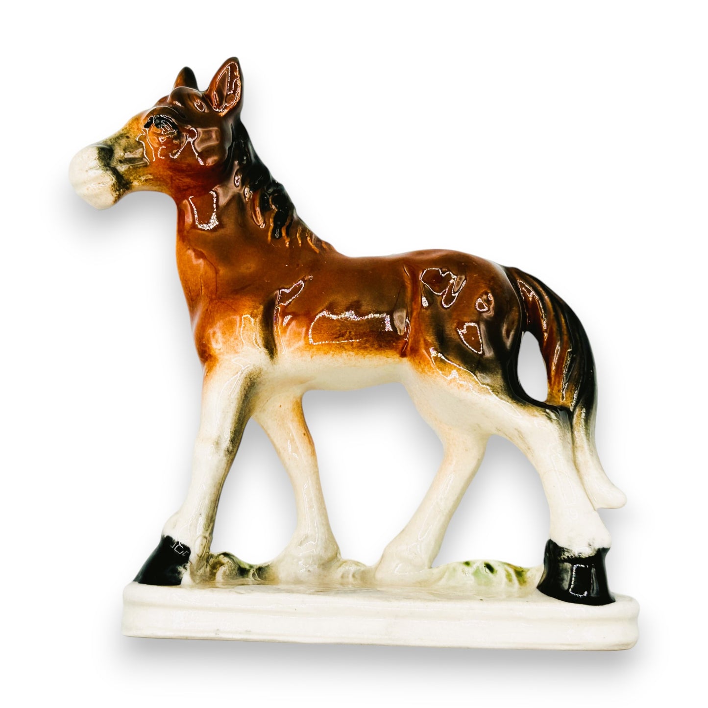 Hand-Painted Vintage Ceramic Horse Statue