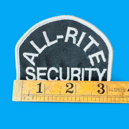 ALL-RITE Security Embroidered Patch - Vintage on a blue background, featuring white text and trim, perfect for caps.