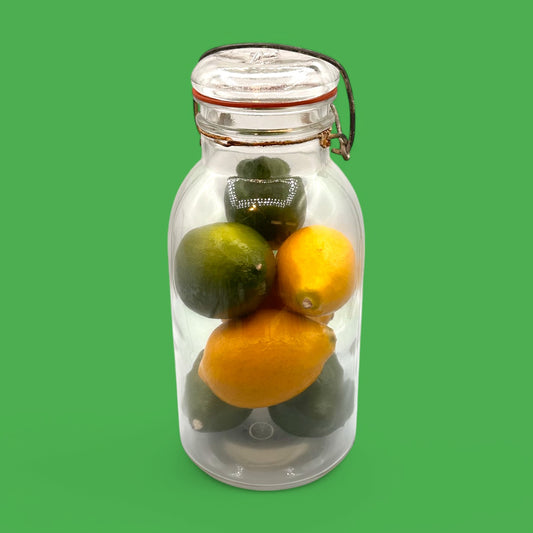 Vintage Glass Jar with Faux Lemons and Limes Decor