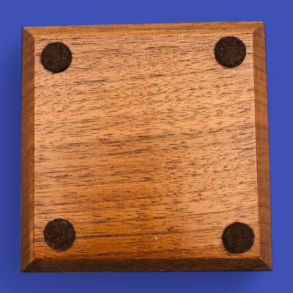 MCM 1960's Teak Drink Coaster Set | Convention: C.I.C.A Banff Alberta 1969, featuring Alberta Crest and sophisticated design.