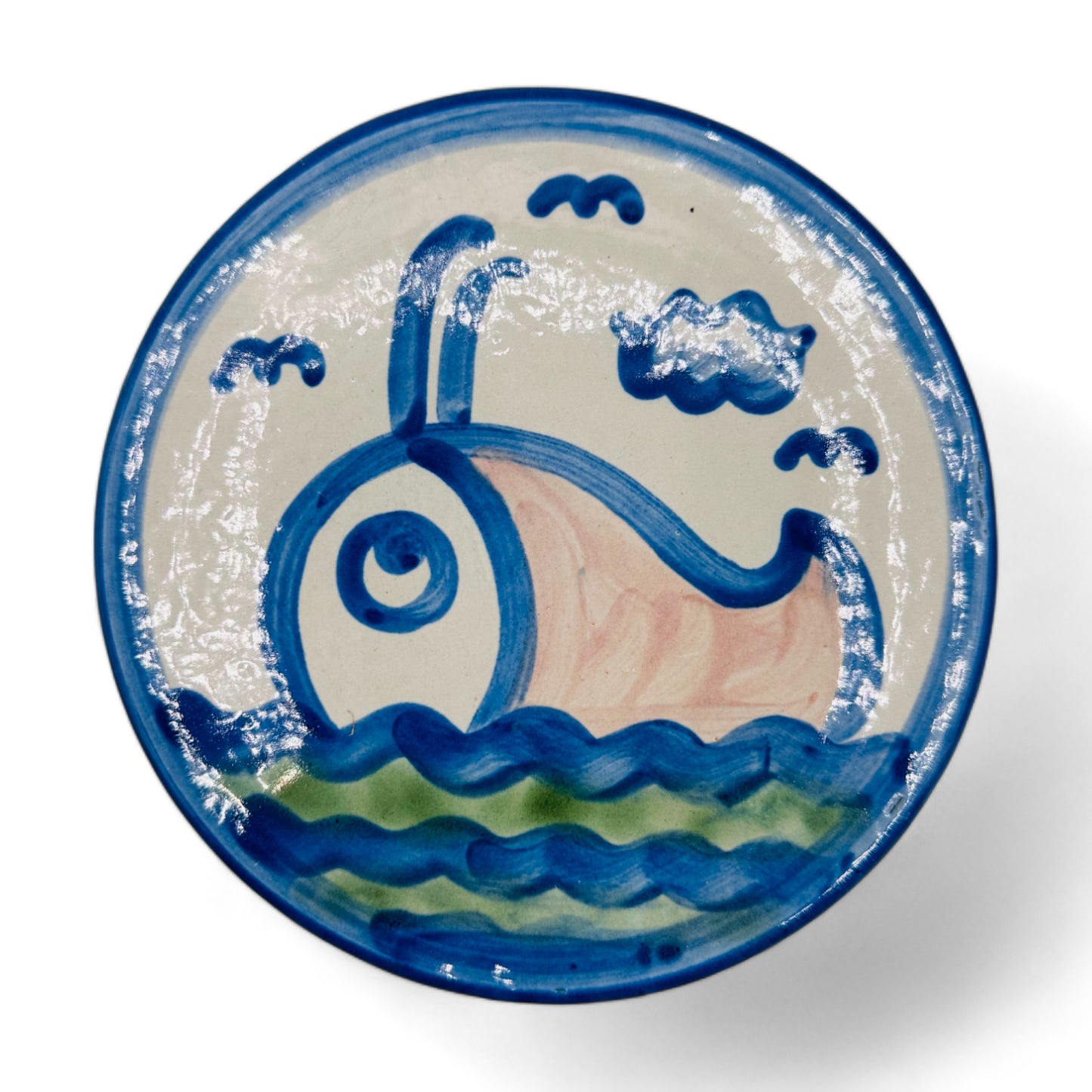 6.5" Hand-Painted Blue Whale Coaster Set - Nautical Stoneware Collection