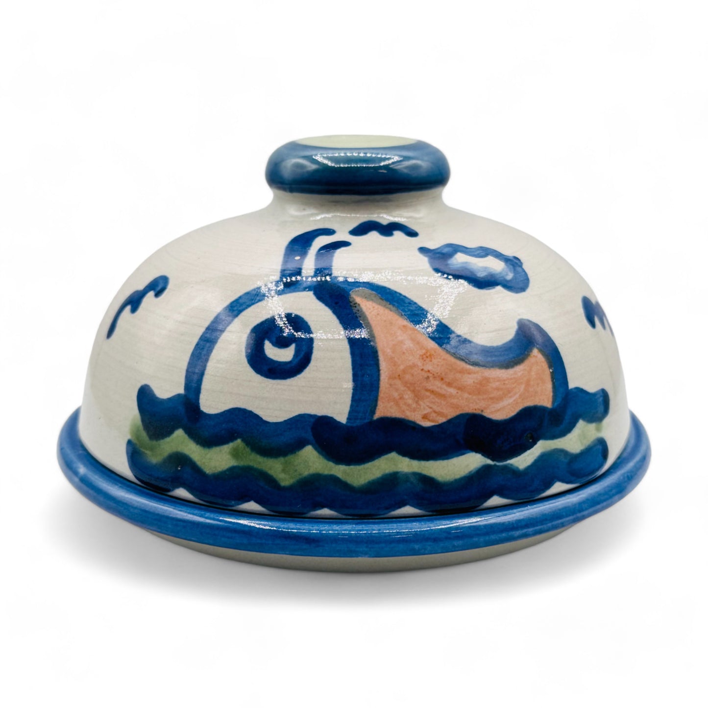 Round Covered Butter Dish - Ship & Whale Series by M.A. Hadley