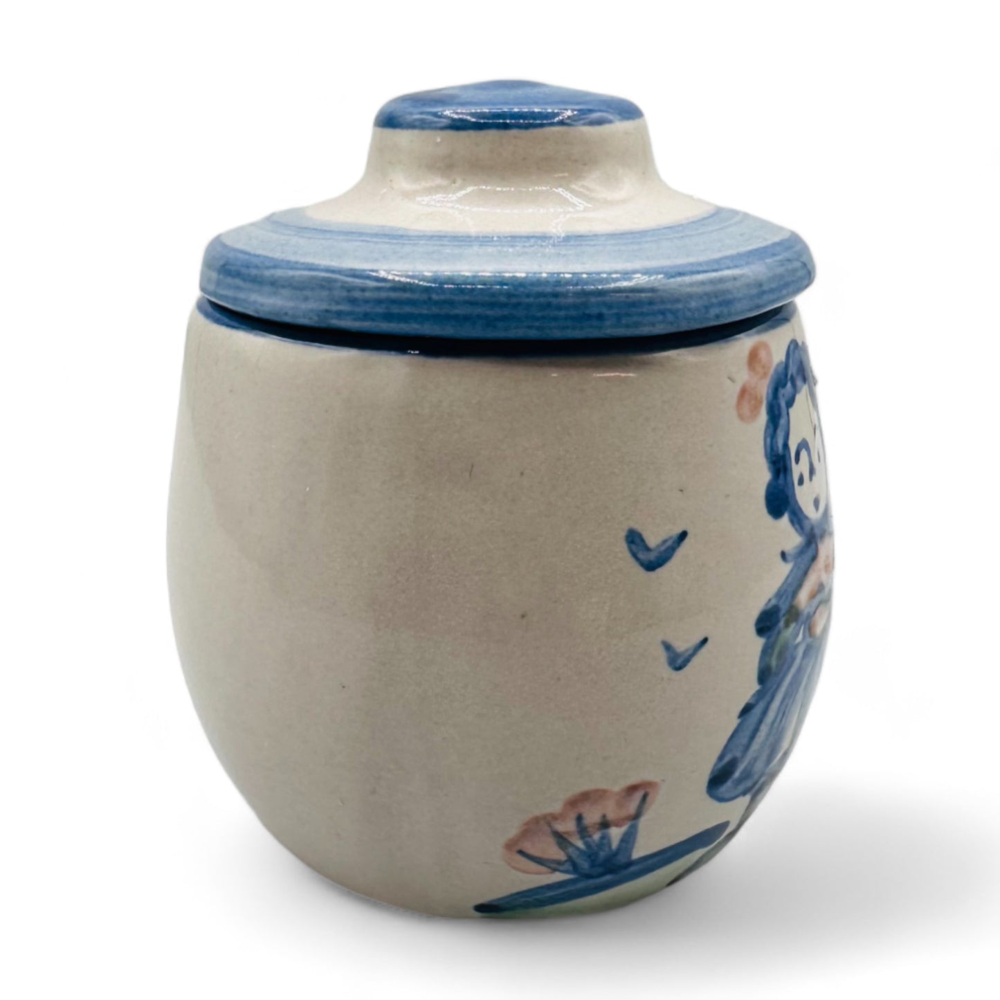 Small Jar with Lid - Ship & Whale Series by M.A. Hadley - Hand painted Stoneware