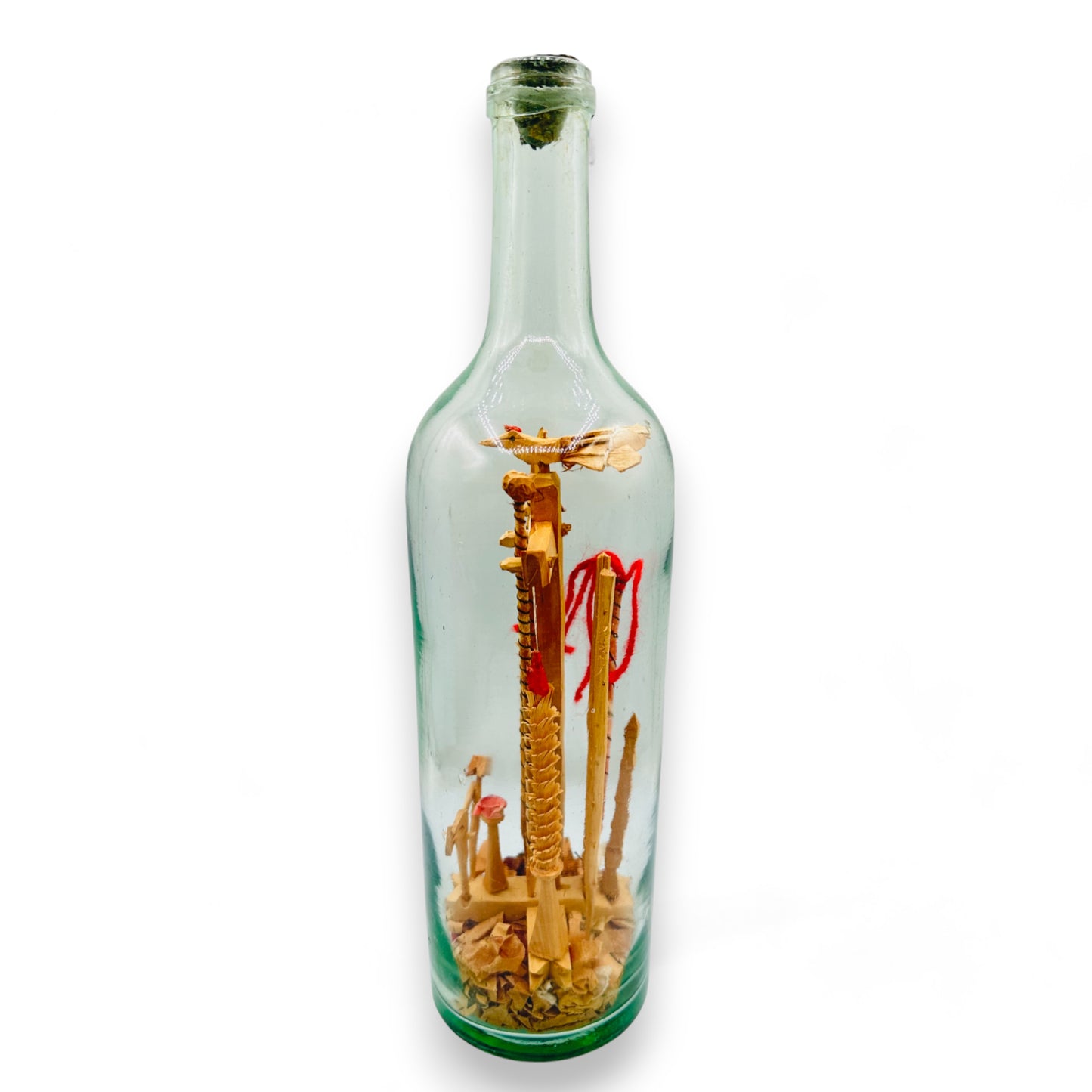 Vintage Carved Christ Crucifixion in a Bottle : Folk Art Masterpiece: