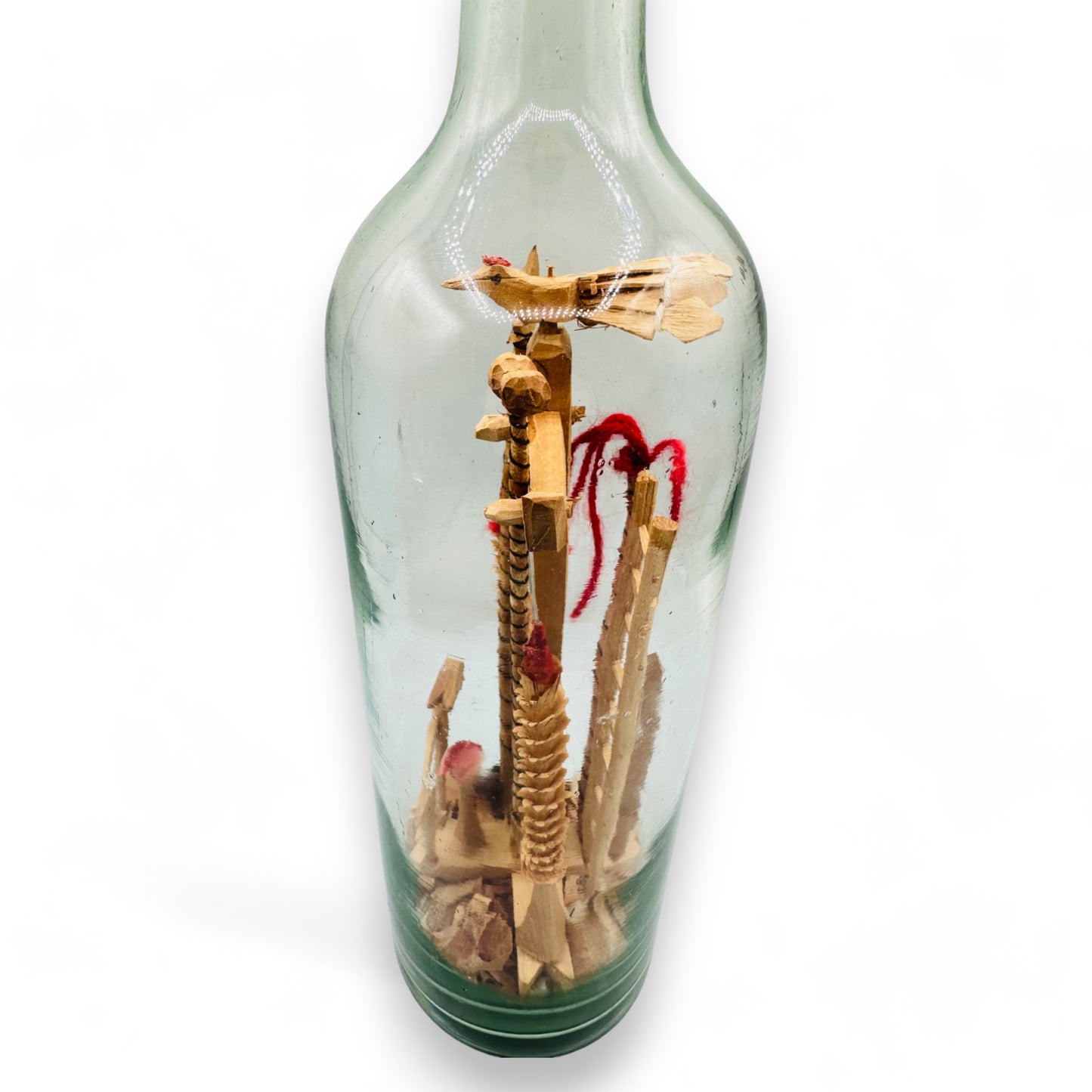 Vintage Carved Christ Crucifixion in a Bottle : Folk Art Masterpiece: