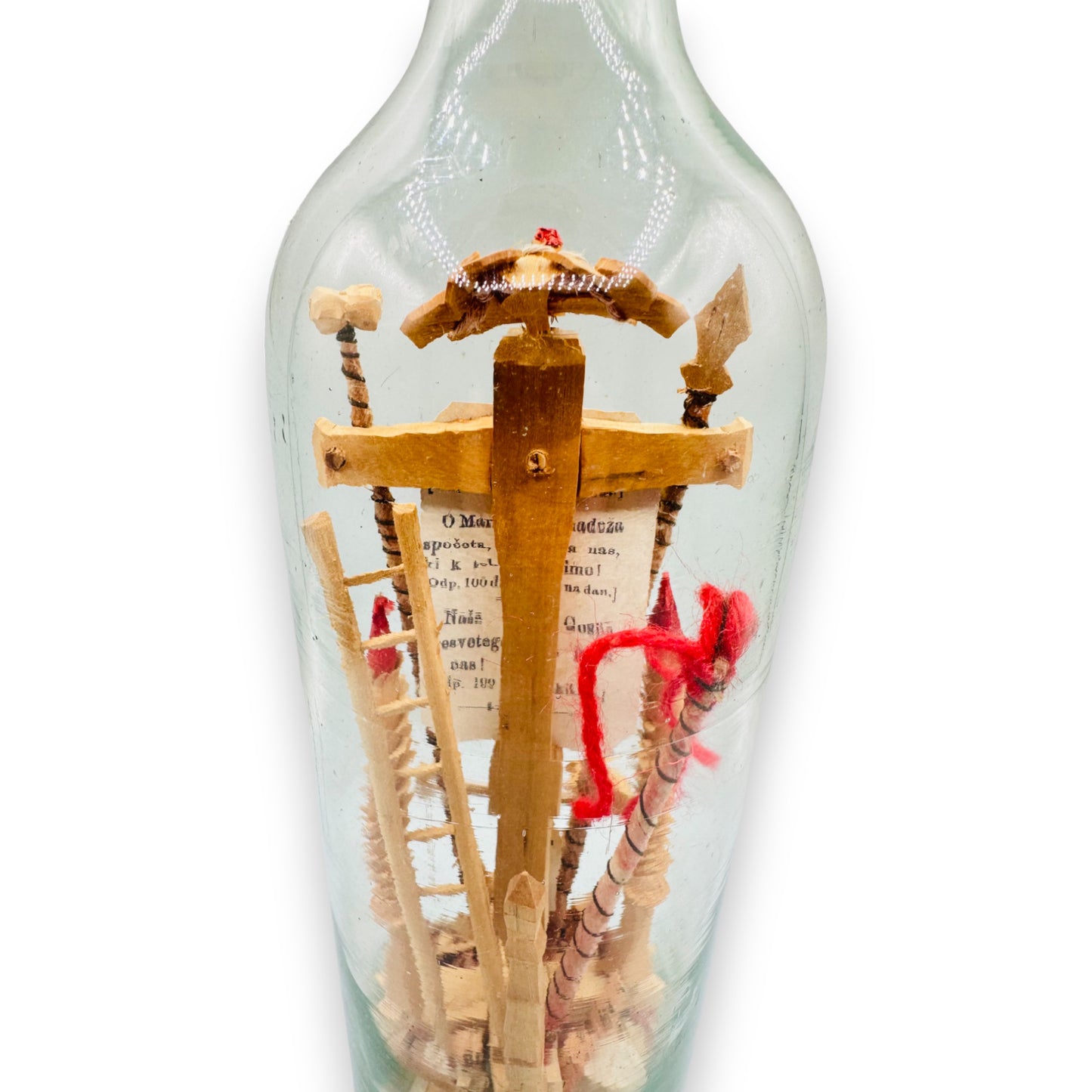 Vintage Carved Christ Crucifixion in a Bottle : Folk Art Masterpiece: