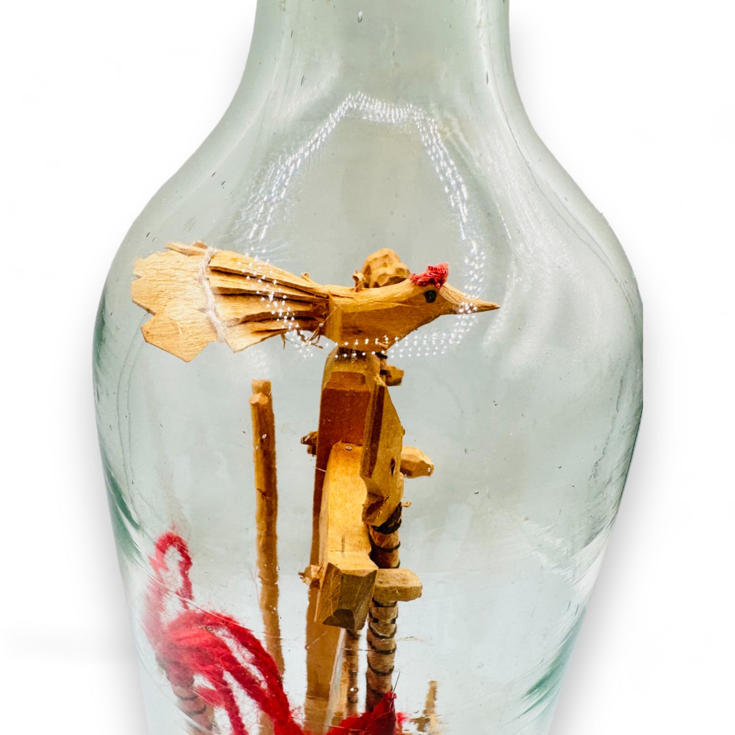 Vintage Carved Christ Crucifixion in a Bottle : Folk Art Masterpiece: